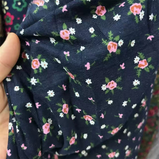 Korean Designer Floral Blue Non-Stretch Cotton Corduroy DS06671