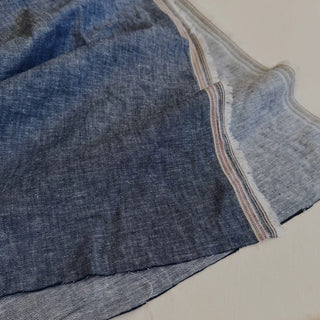 Japanese Designer Solid Blue Non-Stretch Sand Washed Pima Cotton Hemp Blended Denim Twill DS06672