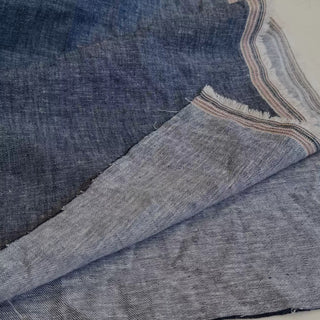 Japanese Designer Solid Blue Non-Stretch Sand Washed Pima Cotton Hemp Blended Denim Twill DS06672