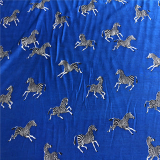 Italian Fashion Designer Animal Blue Non-Stretch Mulberry Silk Cotton Blended Plain Woven DS07601 -12 Momme