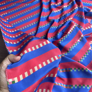 Italian Fashion Designer Stripes Red Non-Stretch Mulberry Silk Crepe De Chine DS07605 -16 Momme