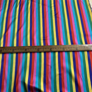 Italian Fashion Designer Stripes Multi Color Stretch Mulberry Silk Elastane Blended Charmeuse Satin DS07606 -19 Momme