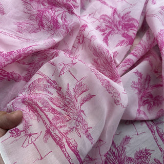 Italian Fashion Designer Botanical Pink Non-Stretch Mulberry Silk Cotton Blended Plain Woven DS07609 -12 Momme