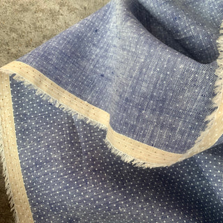 Yardblox Exclusive Cotonificio Albini Dot/Polka Dot Blue/White Non-Stretch Linen Jacquard DS08516