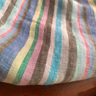 Yardblox Exclusive Italian Fashion Designer Stripes Multi Color Non-Stretch Linen Plain Woven DS08518