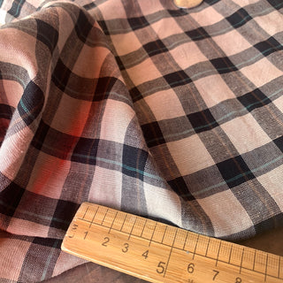 Yardblox Exclusive Japanese Fashion Designer Plaid/Checkered Black/Green Non-Stretch Linen Tencel™ / Lyocell Blended Plain Woven DS08519