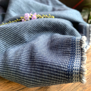 Yardblox Exclusive Italian Fashion Designer Stripes/Checkered Blue/White Non-Stretch Double Faced Cotton Double Gauze DS08520