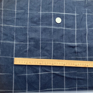 Yardblox Exclusive Japanese Fashion Designer Plaid/Checkered Blue/White Non-Stretch Ramie Plain Woven DS08522