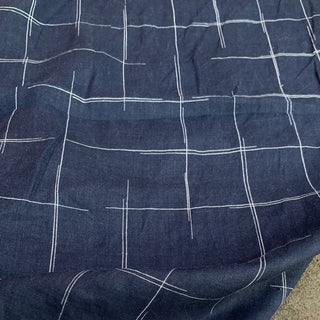 Yardblox Exclusive Japanese Fashion Designer Plaid/Checkered Blue/White Non-Stretch Ramie Plain Woven DS08522