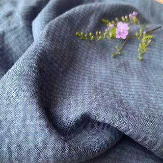 French Fashion Designer Solid Blue Non-Stretch Salt Shrinking / Puckered Linen Seersucker DS08602