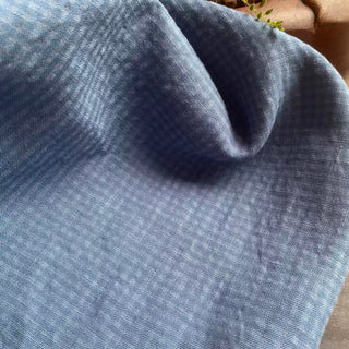 French Fashion Designer Solid Blue Non-Stretch Salt Shrinking / Puckered Linen Seersucker DS08602