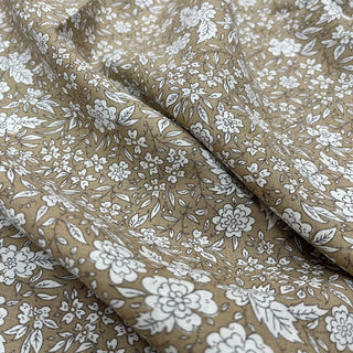 Yardblox Exclusive Made in Korea Fashion Designer Floral Khaki/Multi Color Non-Stretch Cotton Linen Blended Plain Woven DS09422 - Yardblox Fabrics