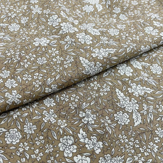 Yardblox Exclusive Made in Korea Fashion Designer Floral Khaki/Multi Color Non-Stretch Cotton Linen Blended Plain Woven DS09422 - Yardblox Fabrics