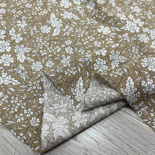 Yardblox Exclusive Made in Korea Fashion Designer Floral Khaki/Multi Color Non-Stretch Cotton Linen Blended Plain Woven DS09422 - Yardblox Fabrics