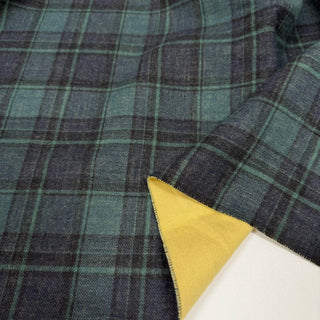 Japanese Designer Plaid Green Non-Stretch Peached Cotton Double Gauze DS09603