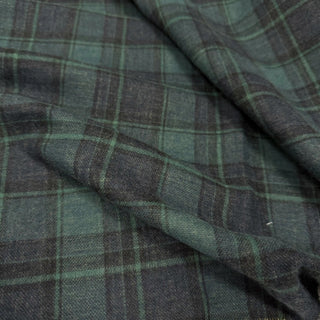 Japanese Designer Plaid Green Non-Stretch Peached Cotton Double Gauze DS09603