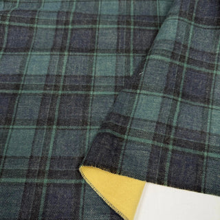 Japanese Designer Plaid Green Non-Stretch Peached Cotton Double Gauze DS09603