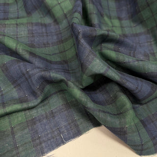 Korean Designer Plaid Green Non-Stretch Cotton Double Gauze DS09604