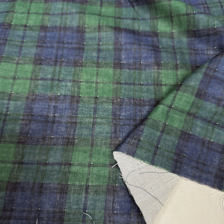 Korean Designer Plaid Green Non-Stretch Cotton Double Gauze DS09604