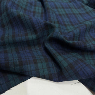 Korean Designer Plaid Green Non-Stretch Peached Cotton Flannel DS09605