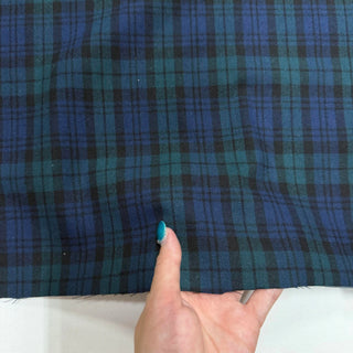 Korean Designer Plaid Green Non-Stretch Peached Cotton Flannel DS09605