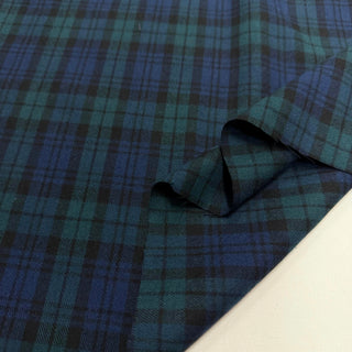 Korean Designer Plaid Green Non-Stretch Peached Cotton Flannel DS09605