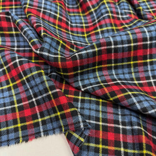 Korean Designer Plaid Blue Non-Stretch Peached Cotton Flannel DS09606