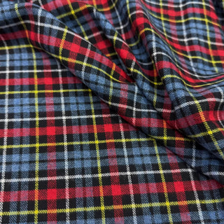 Korean Designer Plaid Blue Non-Stretch Peached Cotton Flannel DS09606