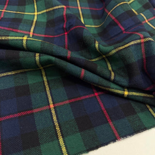 Korean Designer Plaid Green Non-Stretch Peached Cotton Flannel DS09607
