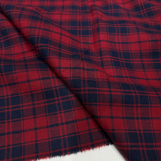 Korean Designer Plaid Red Non-Stretch Peached Cotton Flannel DS09608