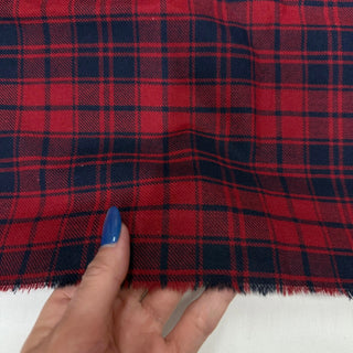 Korean Designer Plaid Red Non-Stretch Peached Cotton Flannel DS09608