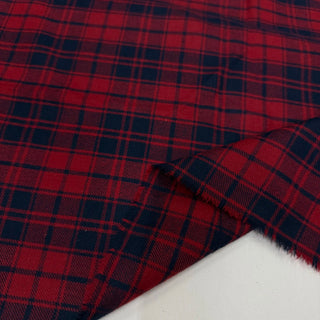 Korean Designer Plaid Red Non-Stretch Peached Cotton Flannel DS09608
