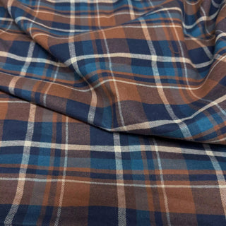 Japanese Designer Plaid Orange Non-Stretch Peached Cotton Flannel DS09609