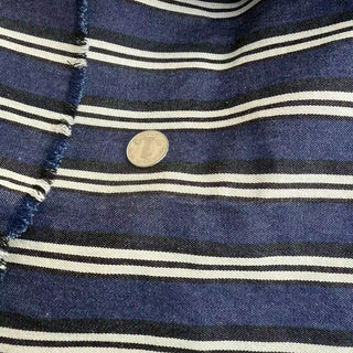 Yardblox Exclusive Japanese Fashion Designer Stripes Blue/Multi Color Non-Stretch Cotton Denim Twill DS10505