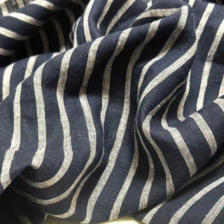 Yardblox Exclusive Italian Fashion Designer Stripes Blue/Multi Color Non-Stretch Linen Plain Woven DS10506