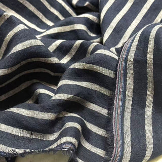 Yardblox Exclusive Italian Fashion Designer Stripes Blue/Multi Color Non-Stretch Linen Plain Woven DS10506
