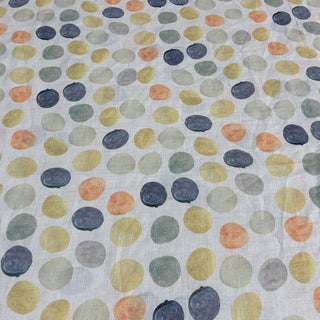 Yardblox Exclusive Japanese Artisan Independent Designer Dot/Polka Dot White/Multi Color Non-Stretch Ramie Plain Woven DS11512