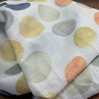 Yardblox Exclusive Japanese Artisan Independent Designer Dot/Polka Dot White/Multi Color Non-Stretch Ramie Plain Woven DS11512