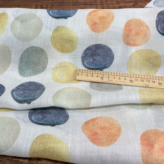 Yardblox Exclusive Japanese Artisan Independent Designer Dot/Polka Dot White/Multi Color Non-Stretch Ramie Plain Woven DS11512