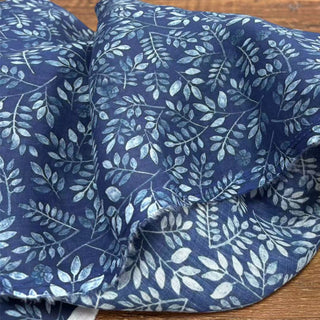Yardblox Exclusive Japanese Artisan Independent Designer Botanical Blue/White Non-Stretch Ramie Plain Woven DS11513