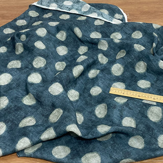 Yardblox Exclusive Japanese Artisan Independent Designer Dot/Polka Dot Blue/Multi Color Non-Stretch Ramie Plain Woven DS11514