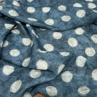 Yardblox Exclusive Japanese Artisan Independent Designer Dot/Polka Dot Blue/Multi Color Non-Stretch Ramie Plain Woven DS11514