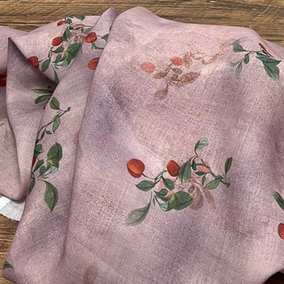 Yardblox Exclusive Japanese Artisan Independent Designer Botanical Pink/Multi Color Non-Stretch Ramie Plain Woven DS11515