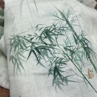 Japanese Artisan Independent Designer Botanical Green Non-Stretch Ramie Plain Woven DS11602