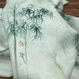 Japanese Artisan Independent Designer Botanical Green Non-Stretch Ramie Plain Woven DS11602