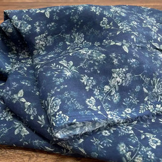 Japanese Artisan Independent Designer Floral Blue Non-Stretch Ramie Plain Woven DS11603