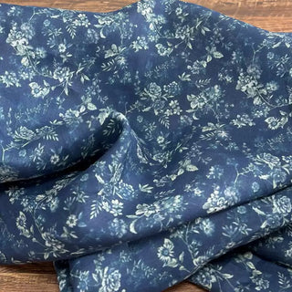 Japanese Artisan Independent Designer Floral Blue Non-Stretch Ramie Plain Woven DS11603