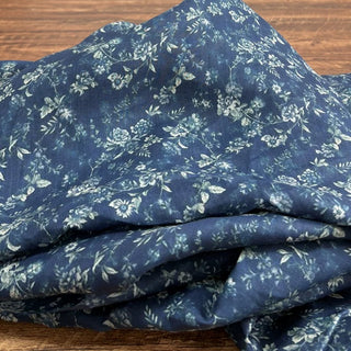 Japanese Artisan Independent Designer Floral Blue Non-Stretch Ramie Plain Woven DS11603