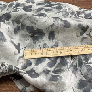 Japanese Artisan Independent Designer Floral Gray Non-Stretch Ramie Plain Woven DS11604