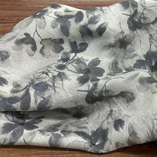 Japanese Artisan Independent Designer Floral Gray Non-Stretch Ramie Plain Woven DS11604